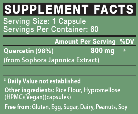 Quercetin (98%) 800mg - From Sophora Japonica Extract