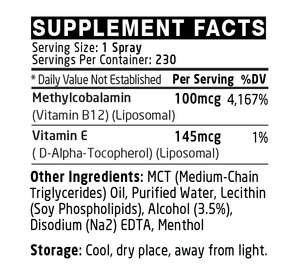 DTB Methylcobalamin (Vitamin B12) - Intranasal Delivery - Nasal Spray - 30ml