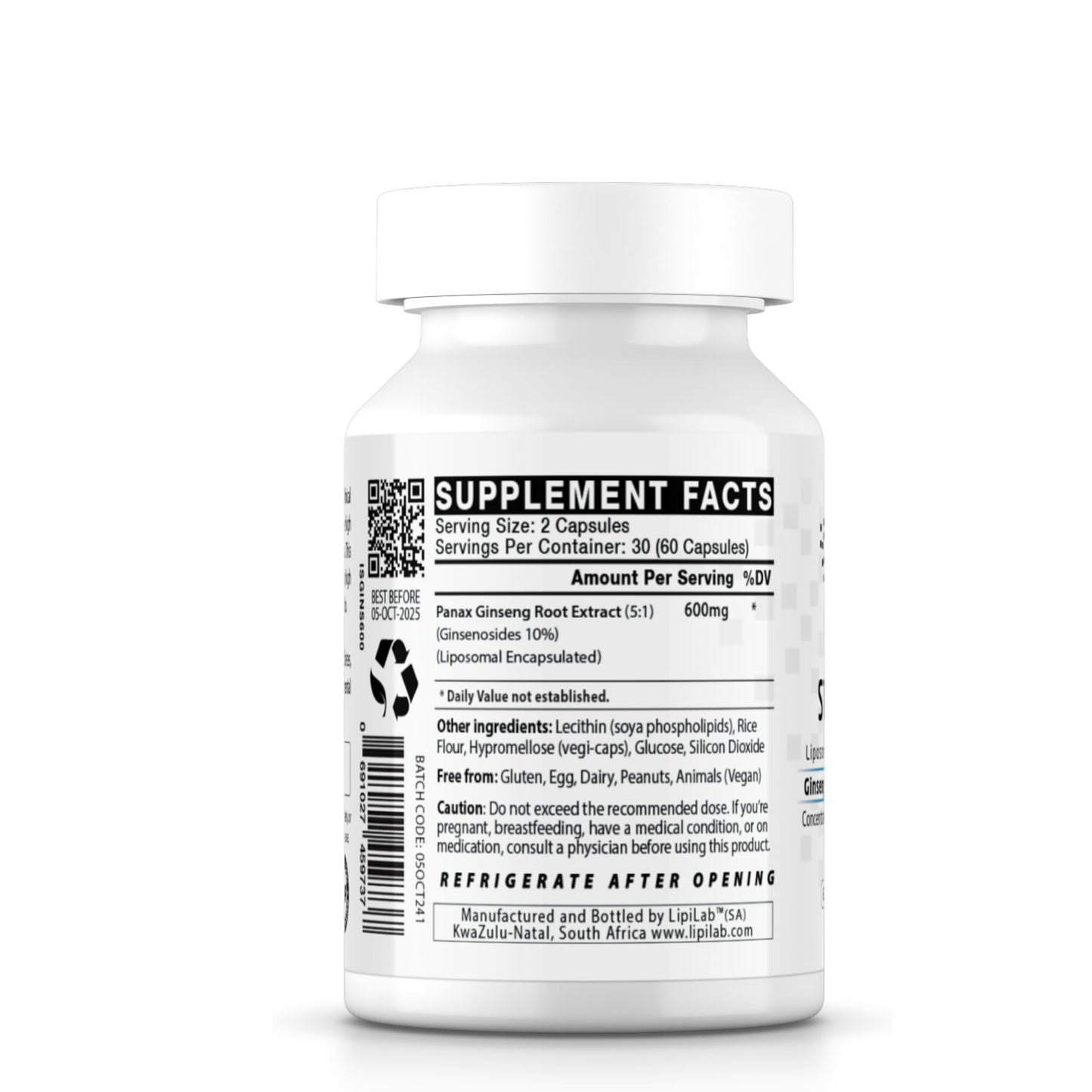 Liposomal Ginseng Extract (600mg) 60 Capsules