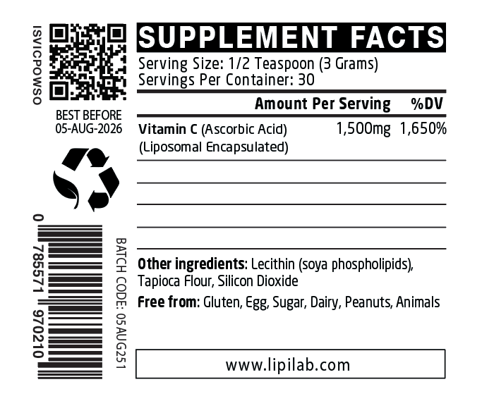 Vitamin C (Liposomal) 1,500mg (Powder)