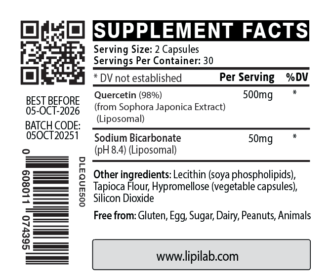 DLE Quercetin (98%) Sophora Japonica Extract (Liposomal) 500mg