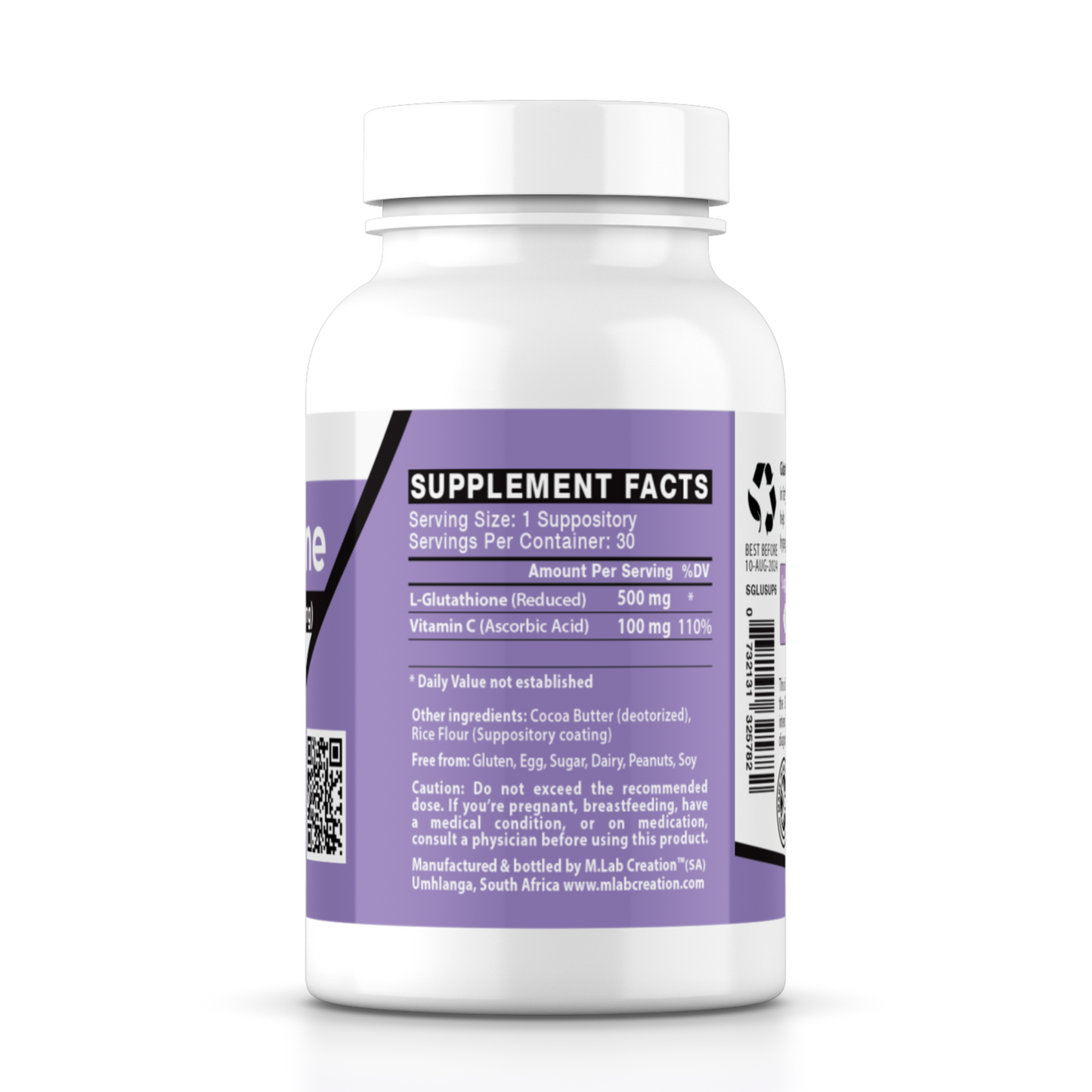 L-Glutathione Suppositories 600mg - Vitamin C - Cocoa Butter