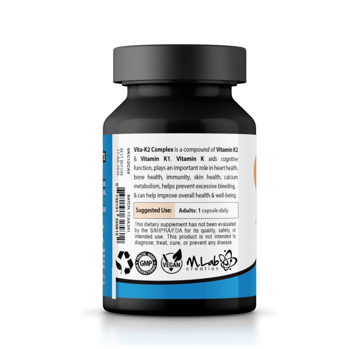 Vita K2 Complex (240mcg) - Vitamin K2 (MK7) 120mcg - Vitamin K1 120mcg